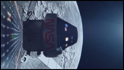 Orion capsule and moon