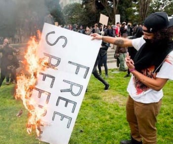 Burning Free Speech Sign