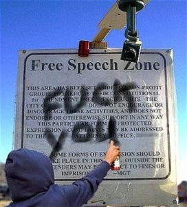 Spray Paint F You on a Free Speech Sign