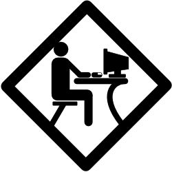 Person at computer graphic