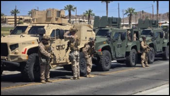 Armed US Marines in LA