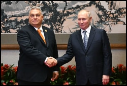 Putin & Orban shake hands in Moscow