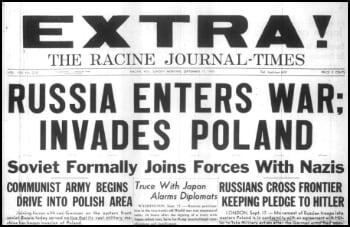 Newspaper front page - Soviets invade Poland