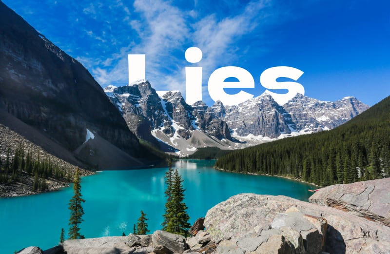 Lies... featured image with mountains with lake